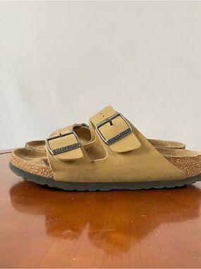 Birkenstock Arizona Birko Flor Black Leather Strap Sandals | EU 37